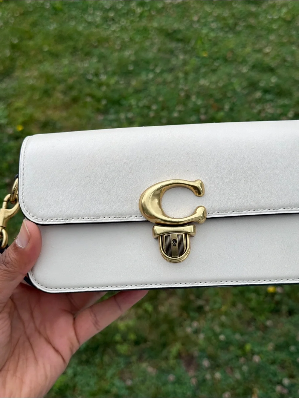Coach Studio Bag 20 C Cream Leather Shoulder Bag with Gold  discontinued model